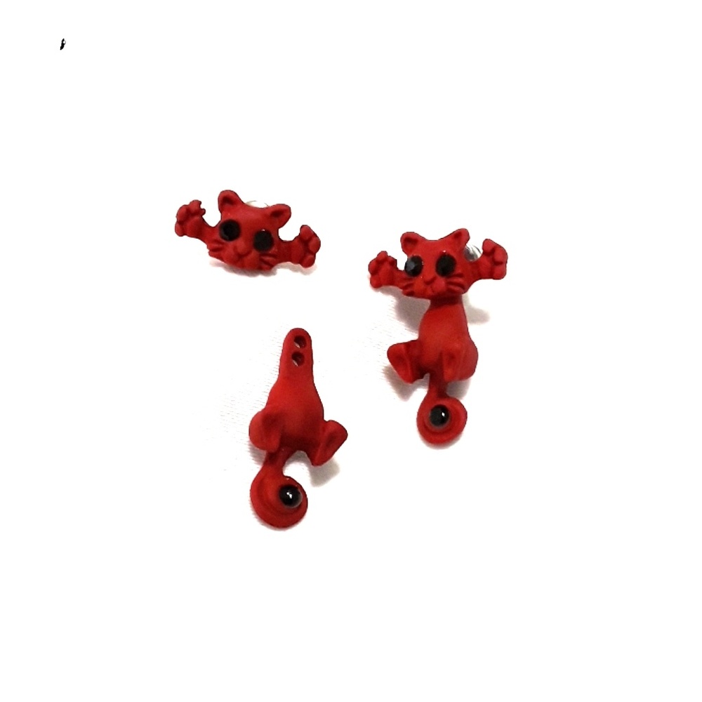 Cat Earrings - Red